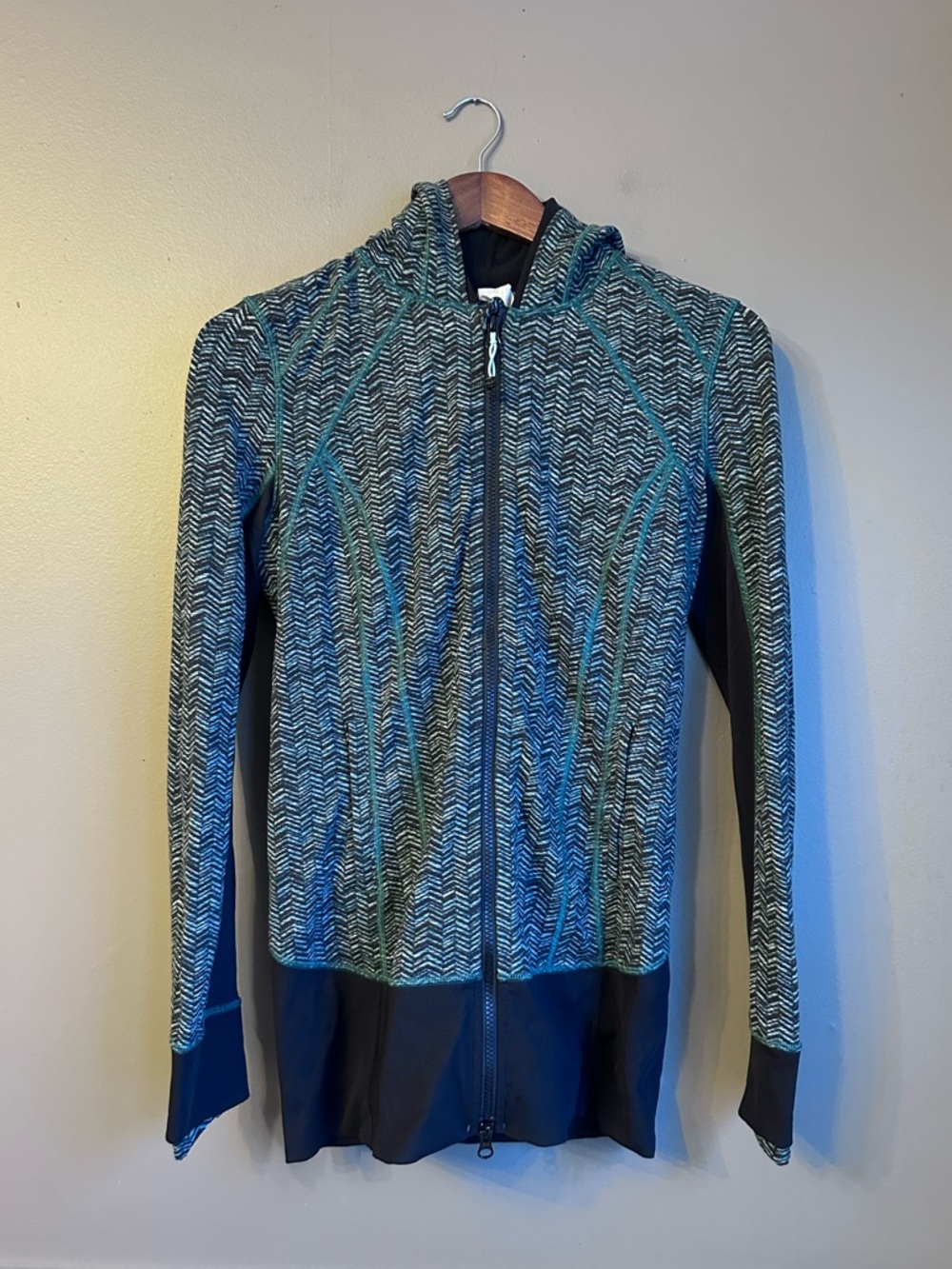 Lululemon Daily Practice Full Zip Hooded Jacket 8 Spacebone Sea Mist Deep Green